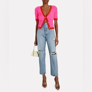 l'agence susie fuzzy pink cardigan size xs